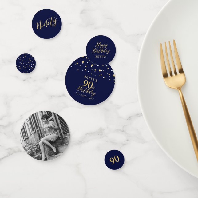 90e Gold & Navy Confetti 90e anniversaire (Groupe)