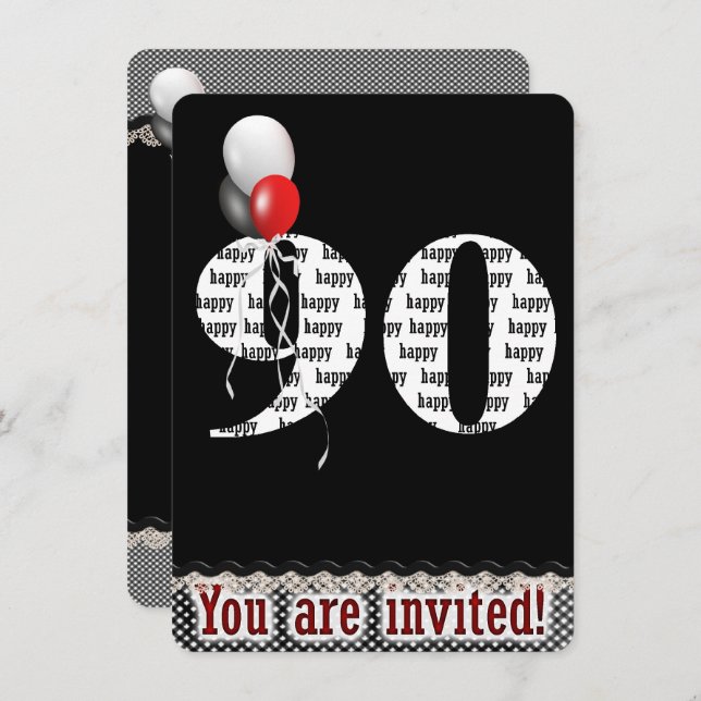 90e Invitation d'anniversaire (Devant / Derrière)