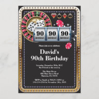 90e Poker Playing Card Casino Invitation Anniversa