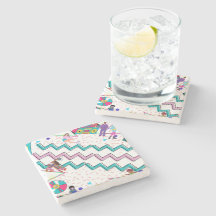 90er Abstrakt Stone Untersetzer / Fun Colors / Ska