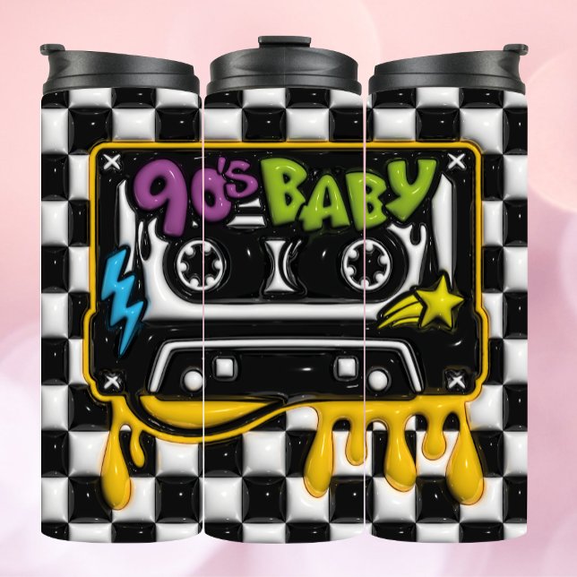 90er Baby Cassette 3D-aufblasbare Trommel Thermosbecher (Von Creator hochgeladen)