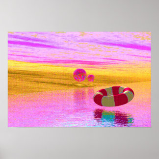 90er CGI Style Beach Scene Poster