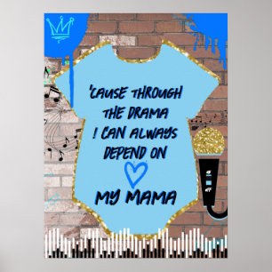 90er Hip Hop Blau & Gold 1. Geburtstag/Baby Shower Poster