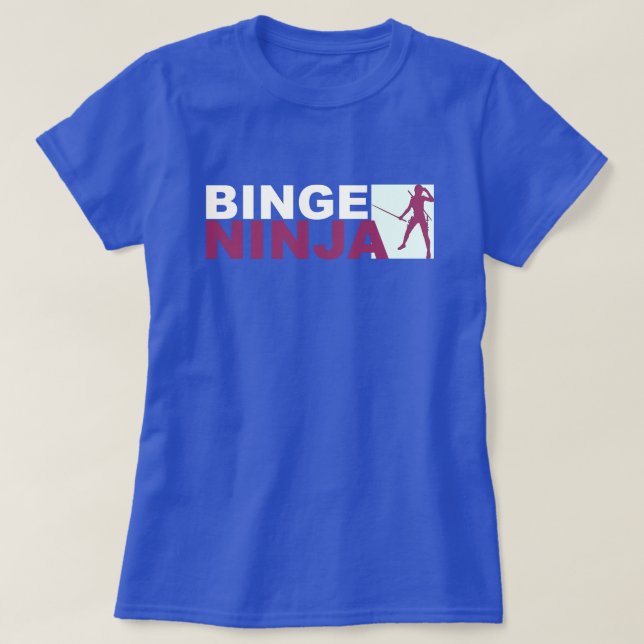 90er Jahre Binge Watching Weibliche Ninja Lila & A T-Shirt (Design vorne)