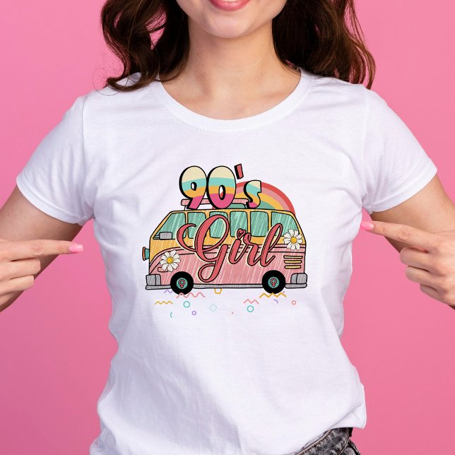 90er Jahre Girl Hippie Camper Retro Groovy T-Shirt (90's Girl Hippie Camper Retro Groovy T-Shirt)