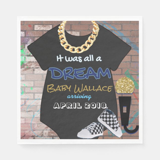 90er Jahre Hip Hop Urban Baby Dusche {Junge} Napki Serviette (Vorderseite)