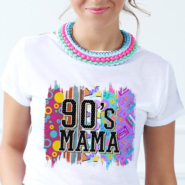 90er Jahre Mama Hippie Retro Groovy farbenfroh hel T-Shirt (90's Mama Hippie Retro Groovy Colorful Bright T-Shirt)