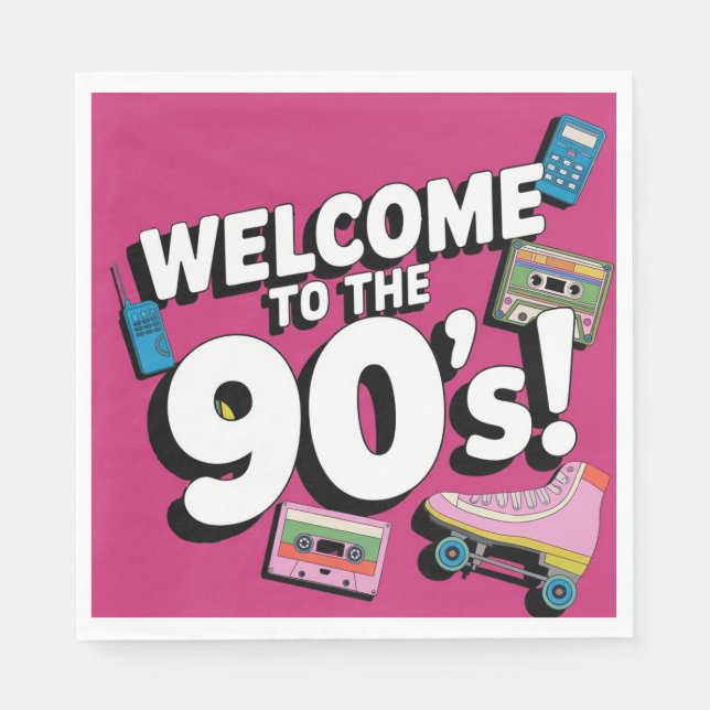 90er Jahre Party willkommen zu den 90er-Jahren Par Serviette (Vorderseite)