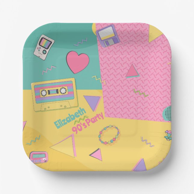 90er Jahre Thema Geburtstagsparty Teller (Vorderseite)