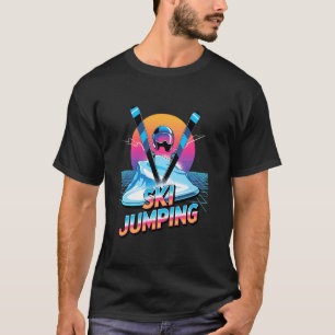 90er Jahre Vintager Ski Jumping Skifahrer T-Shirt