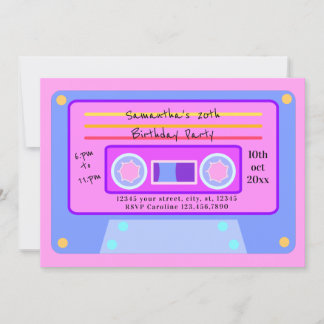90er Jahre Y2K Bubblegum Pink Cassette 20 Geburtst Einladung