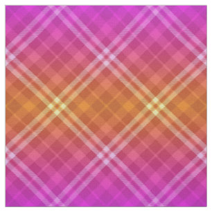 90er Kariertes Muster Girly Pink Yellow Ombre Stoff