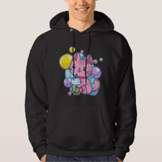 90er Kawaii Rosa Pastell Chibi Katze Kätzchen Trin Hoodie
