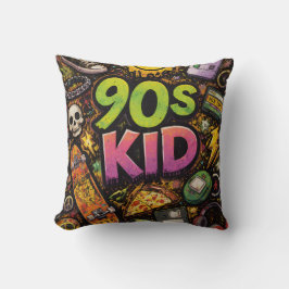 90er Kids Retro Skateboard Skelett Pizza Grunge De Kissen