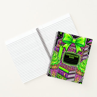 90er Neon-Pink Leopardenprint-Kompositionsheft Notizbuch