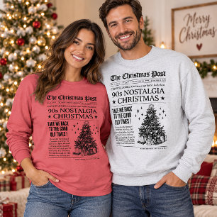 90er Nostalgie-Weihnachts-Shirt, Vintage-Zeitung Sweatshirt