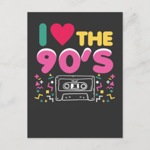 90er Outfit Ich liebe die 90er Retro Oldschool Postkarte