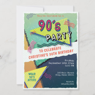 90er PARTY-Thema Muster Einladung
