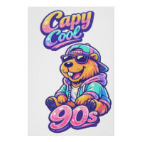 90er Retro-Capybara-Plakat | Capy Cool Vibrant Wan