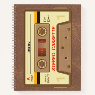 90er Retro-Kassettenband mit Namen Notizbuch