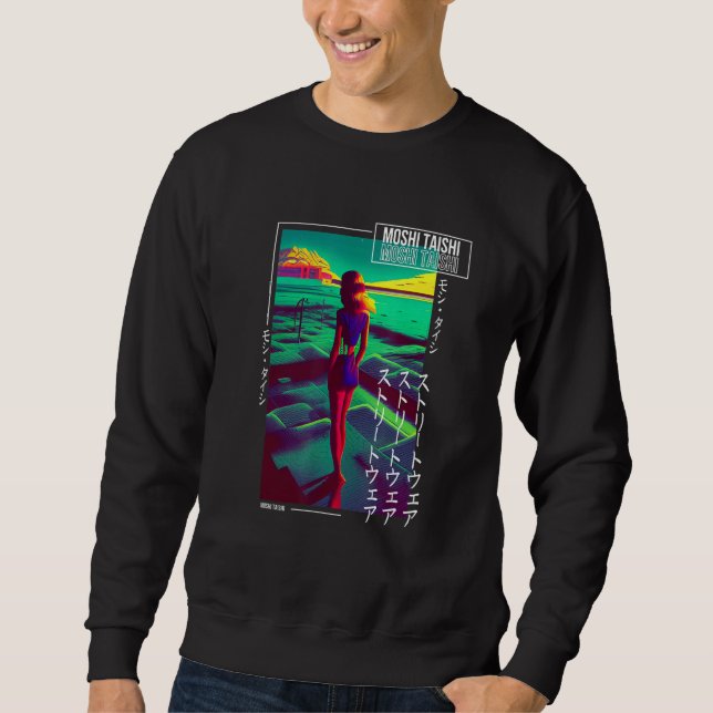 90er Retro Synthwave japanischer Vaporwave Otaku Ä Sweatshirt (Vorderseite)
