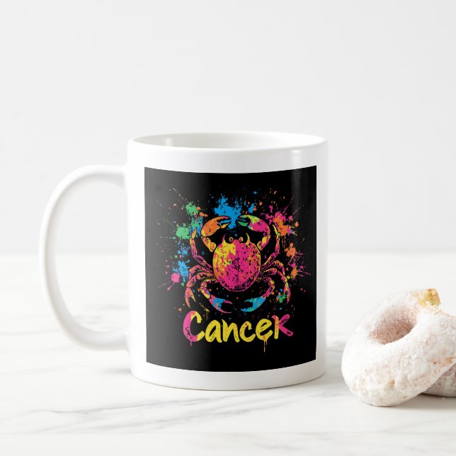 "90er-Rückenkrebs: Spritzer Paint Tasse" Kaffeetasse (Mit Donut)