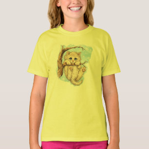 90er Stil traurige Katze Opalit T-Shirt