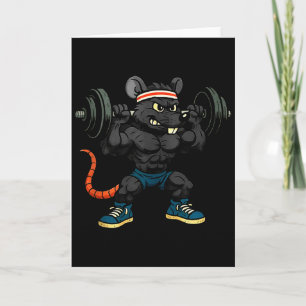 90er Style Cartoon-Ratte hebt Gewichte Tank Top  Karte