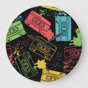 90er Style Coole Grunge Cassetten Große Wanduhr
