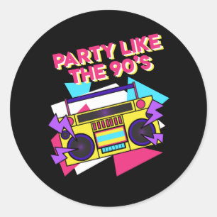 90er-Themenparty Retro-Ghetto-Blaster-Legende Runder Aufkleber