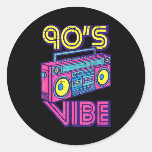 90er-Vibe Boom Box Radio Retro-Musikliebhaber Männ Runder Aufkleber