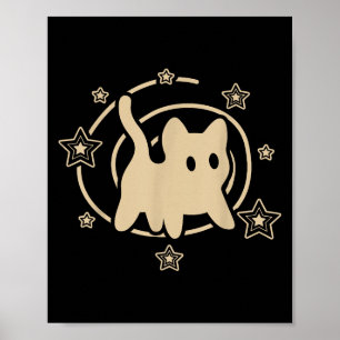 90er Y2k Gruselige Tomcat-Katze hat Angst unter St Poster