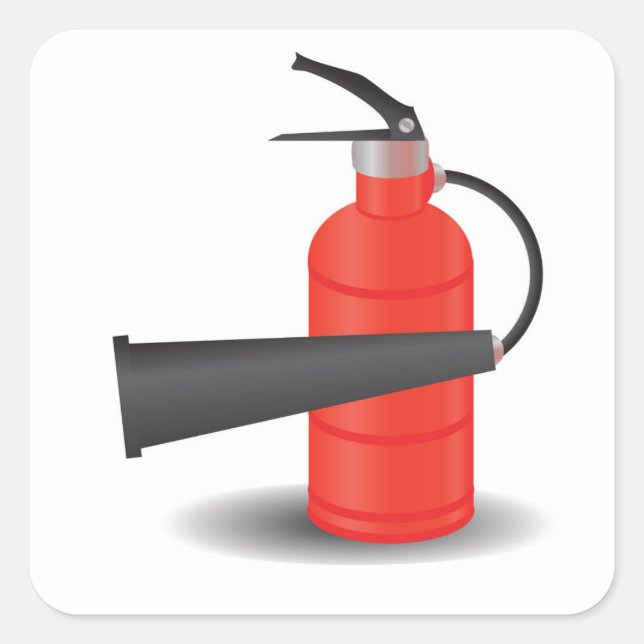 90Feuerlöscher_rasterized Quadratischer Aufkleber (Vorderseite)