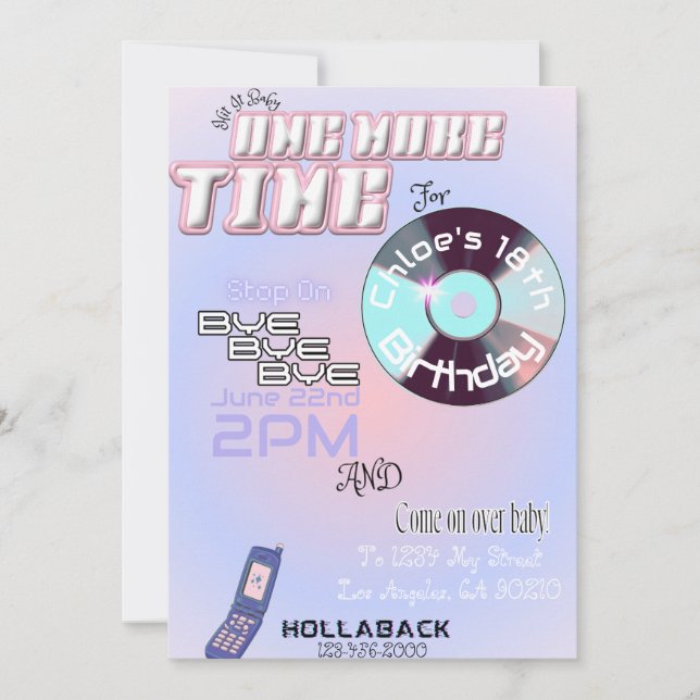 90s/2k Pop Invitation d'anniversaire (Devant)