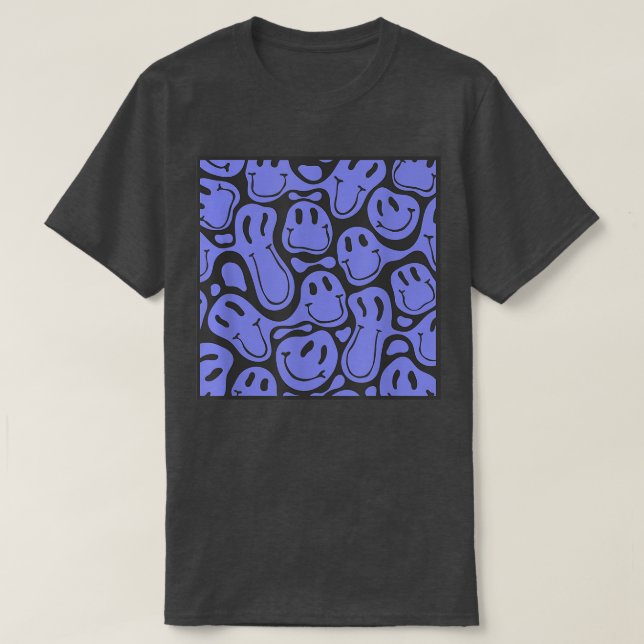 90s aesthetic pattern melting blue liquid swirl sm T-Shirt (Design vorne)