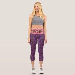 90s Goth Rockabilly Skull and Crossbones Punk Joll Capri Leggings