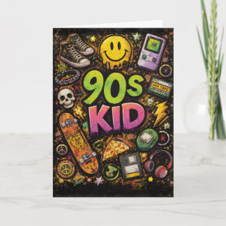 90s Kids Retro Pizza Fun Pattern Karte