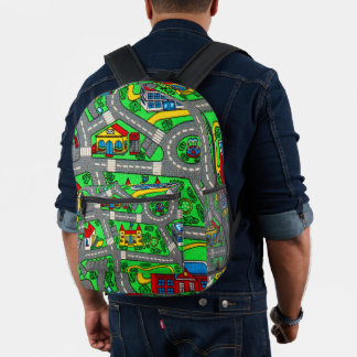 90s nostalgia, Track carpet Car Road nostalgia Bedruckter Rucksack