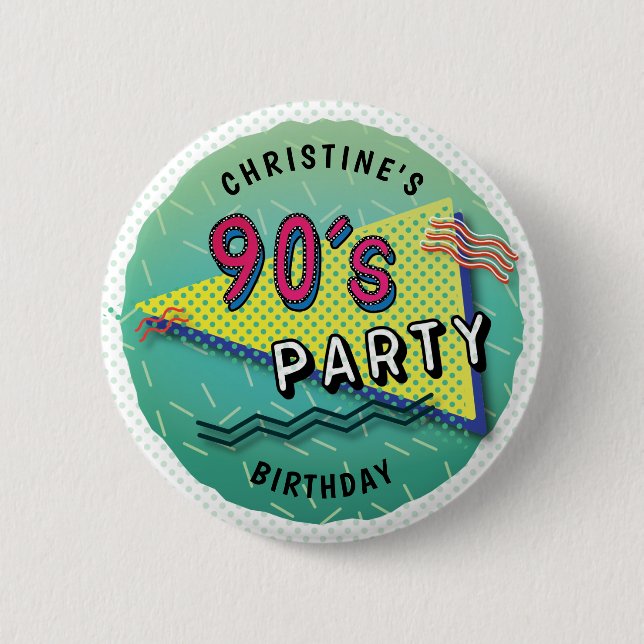 90's PARTY Theme Pattern Button (Vorderseite)