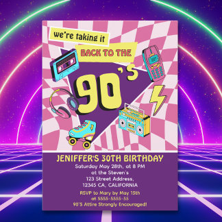 "90's Retro Birthday 30th Vintage Vibes  Einladung