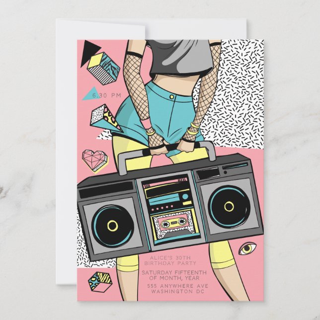 90s Retro Era Theme Party Event Einladung (Vorderseite)