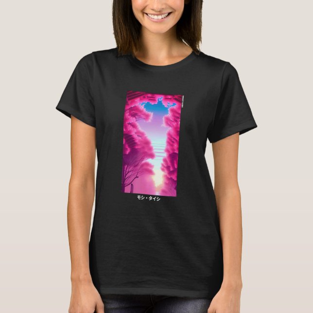 90's Retro Japanese Vaporwave Cherry Blossom Aesth T-Shirt (Vorderseite)