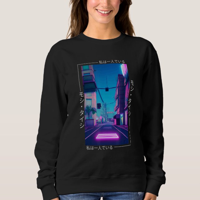 90's Retro Synthwave Japanese Vaporwave Otaku Aest Sweatshirt (Vorderseite)