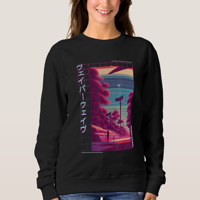 90's Retro Synthwave Japanese Vaporwave Otaku Aest Sweatshirt (Vorderseite)