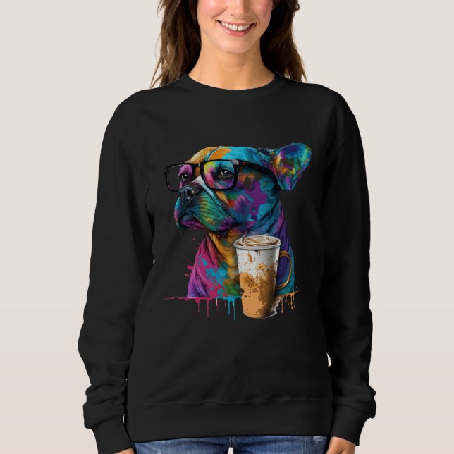 90s sunglasses and coffee splashes french bulldog sweatshirt (Vorderseite)