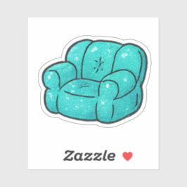 90s Teal Glitter Bubble Chair Kiss Cut Aufkleber
