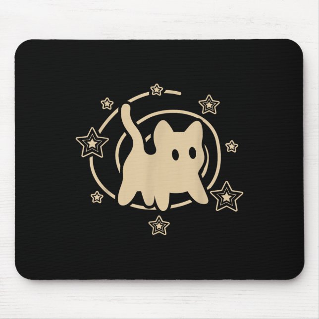 90s Y2k Y Tomcat Cat Is Ed Under Starry Tail  Mousepad (Vorne)