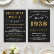 90th Birthday 1936 Black Gold Personalized For Him