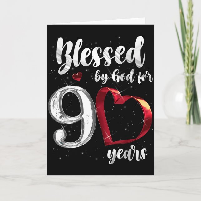 90th Birthday Blessed By God For 90 Years Birthday Karte (Vorderseite)