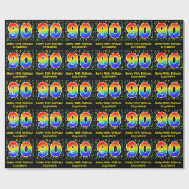 90th Birthday: Colorful Music Symbolik, Rainbow 90 Geschenkpapier
